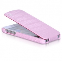 HOCO Bright Crocodile flip leather case for iPhone 5/5S pink (000234)