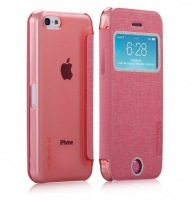  Чехол для iPhone 5C Momax Flip View case pink (000637)